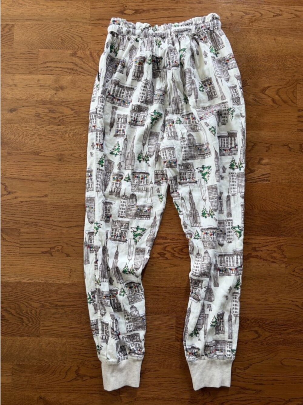 Aerie Women's Pajama Pants Ivory Brown Flannel Bow XS Sleep PJ Holiday City Soft - Picture 2 of 5